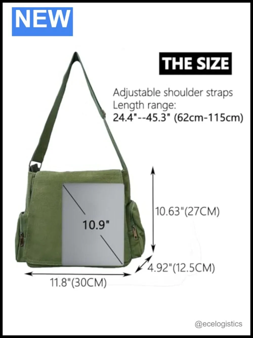 Pattern Canvas Messenger Bag Crossbody Shoulder Bag with Pockets